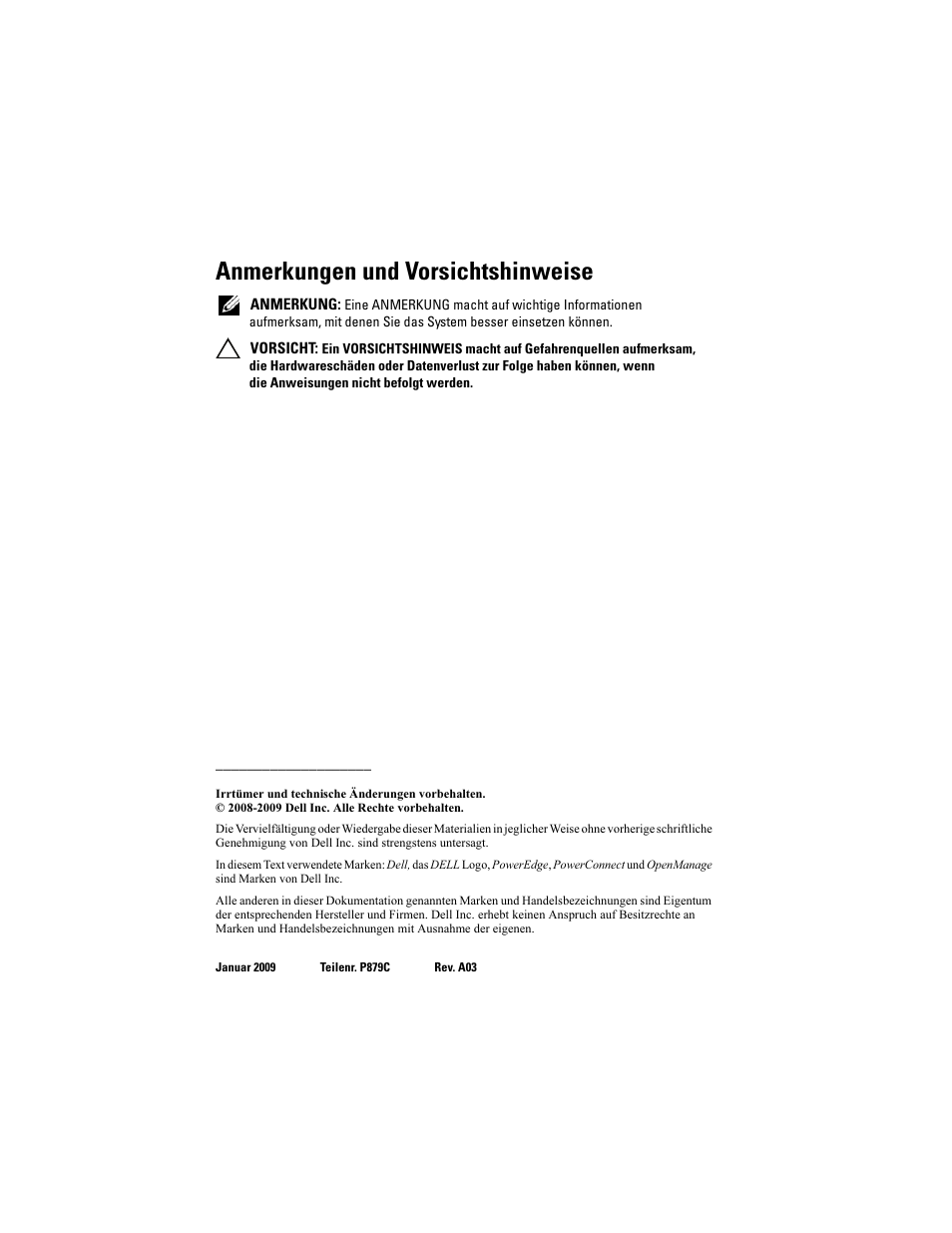 Anmerkungen und vorsichtshinweise | Dell PowerEdge M805 User Manual | Page 48 / 106