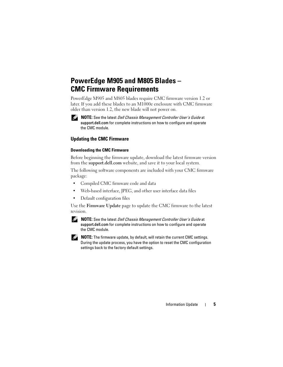 Updating the cmc firmware | Dell PowerEdge M805 User Manual | Page 7 / 106