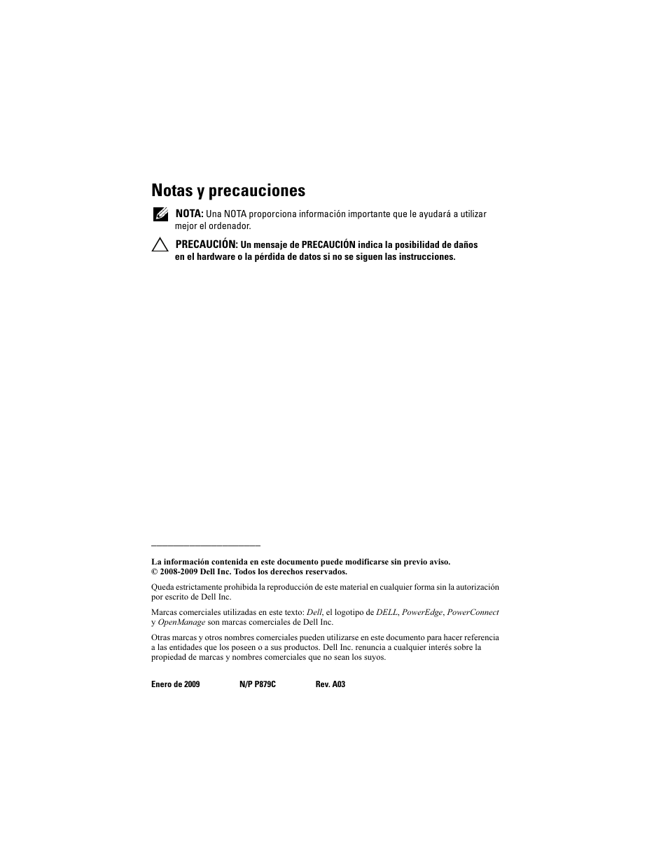 Notas y precauciones | Dell PowerEdge M805 User Manual | Page 92 / 106