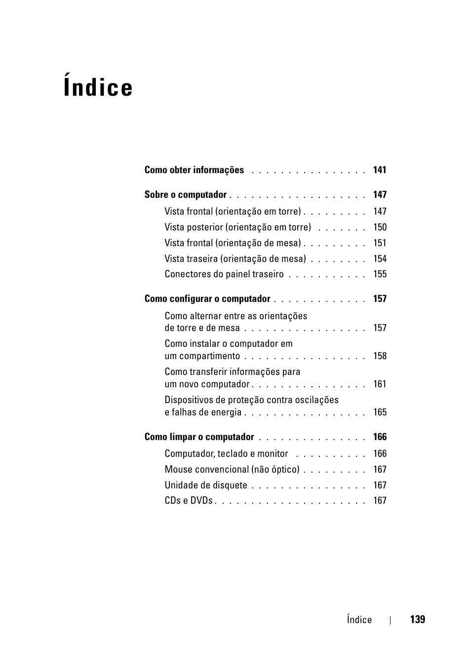 Índice | Dell Precision T3400 (Late 2007) User Manual | Page 139 / 276