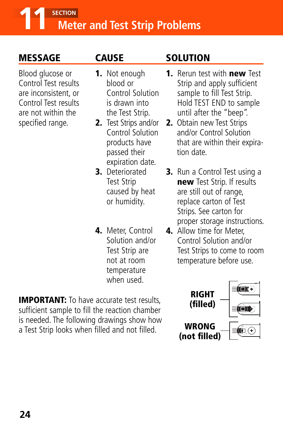 Meter and test strip problems | Bayer HealthCare Ascensia Elite XL User Manual | Page 28 / 36