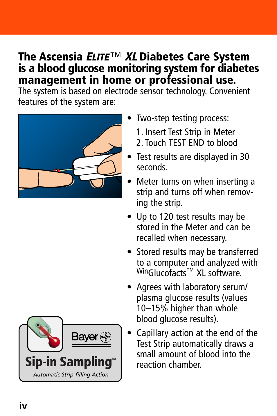 The ascensia e | Bayer HealthCare Ascensia Elite XL User Manual | Page 4 / 36