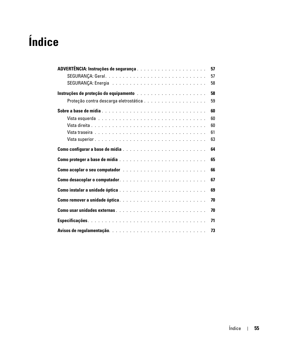 Índice | Dell Latitude D430 (Mid 2007) User Manual | Page 57 / 98