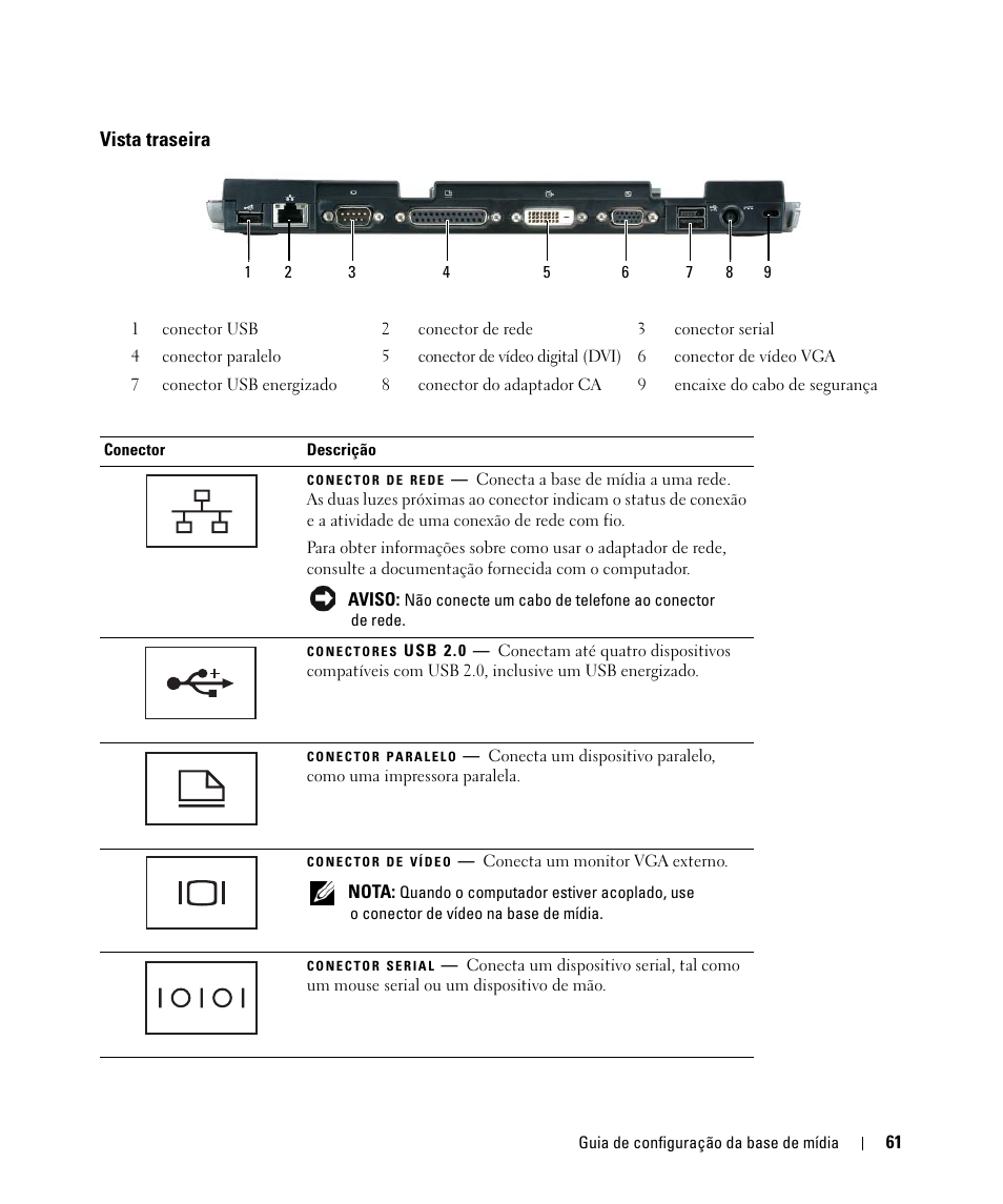 Vista traseira | Dell Latitude D430 (Mid 2007) User Manual | Page 63 / 98