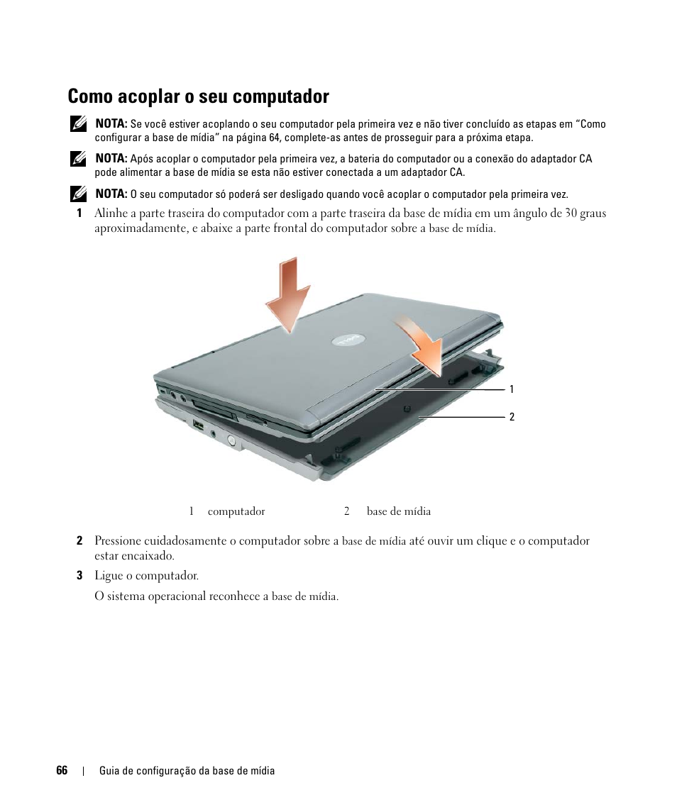 Como acoplar o seu computador | Dell Latitude D430 (Mid 2007) User Manual | Page 68 / 98