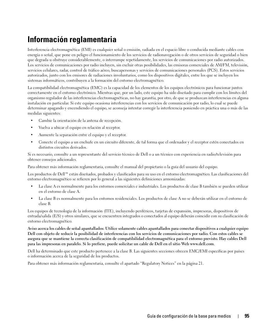 Información reglamentaria | Dell Latitude D430 (Mid 2007) User Manual | Page 97 / 98