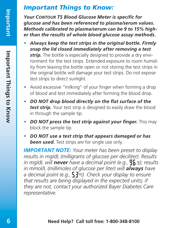 Important things to know, Important | Bayer Contour-TS User Manual | Page 8 / 35