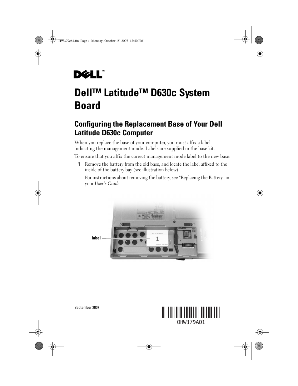 Dell Latitude D630C (Late 2008) User Manual | 36 pages