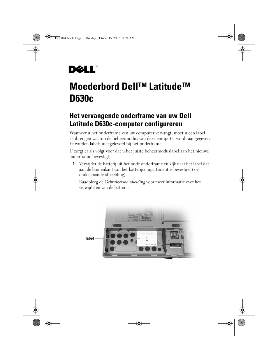 Moederbord dell™ latitude™d630c, Moederbord dell™ latitude™ d630c | Dell Latitude D630C (Late 2008) User Manual | Page 15 / 36