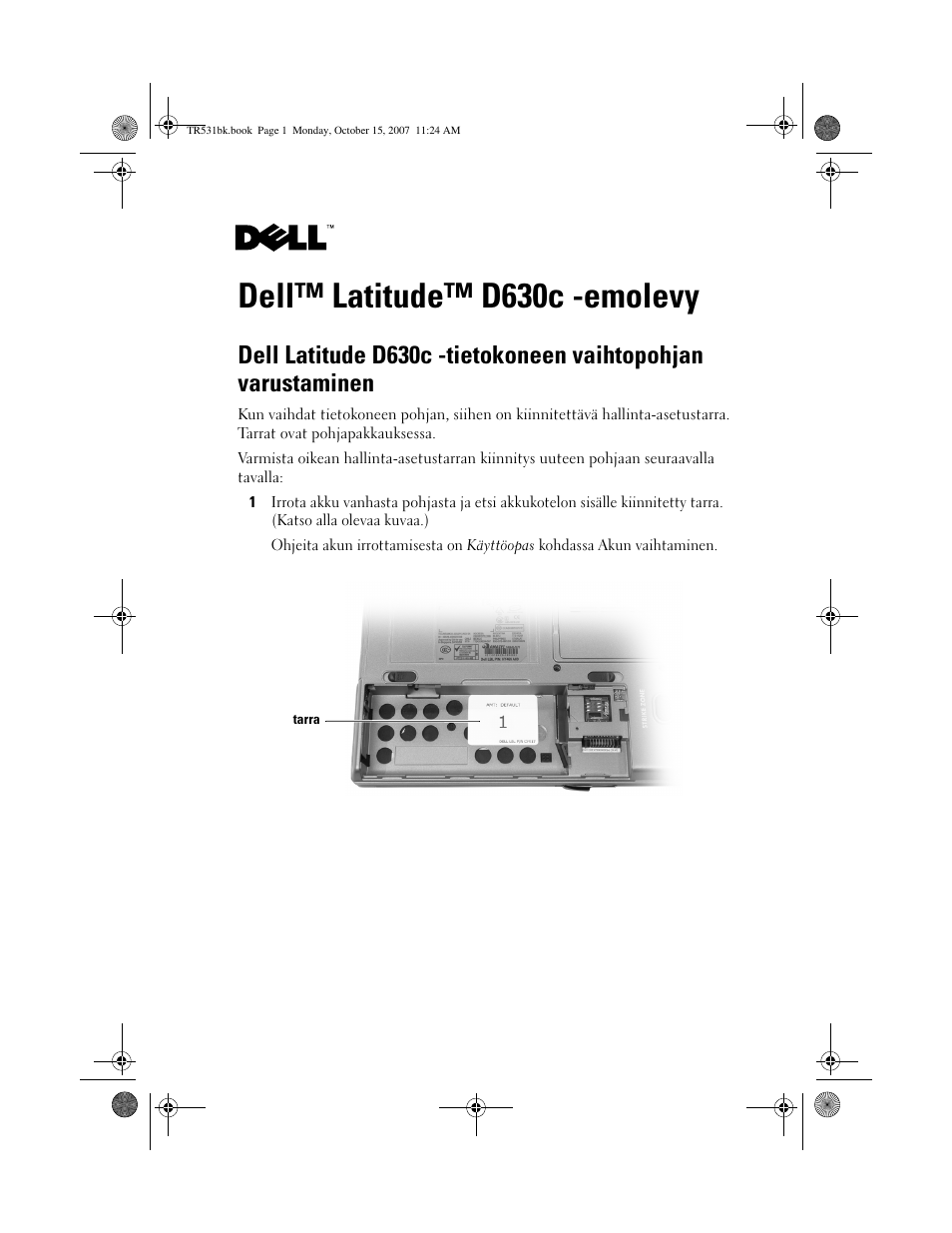 Dell™ latitude™ d630c -emolevy | Dell Latitude D630C (Late 2008) User Manual | Page 17 / 36