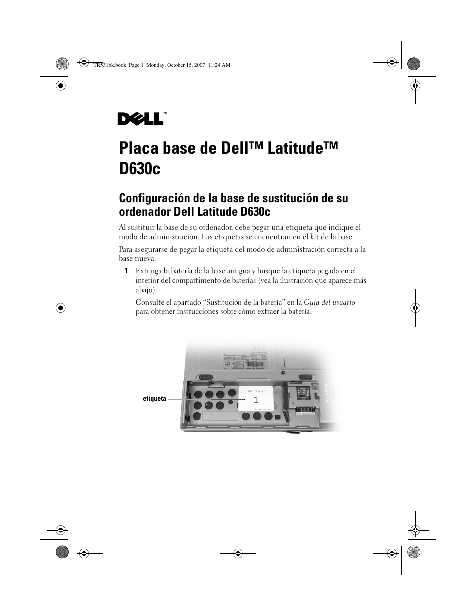 Placa base de dell™ latitude™d630c, Placa base de dell™ latitude™ d630c | Dell Latitude D630C (Late 2008) User Manual | Page 31 / 36
