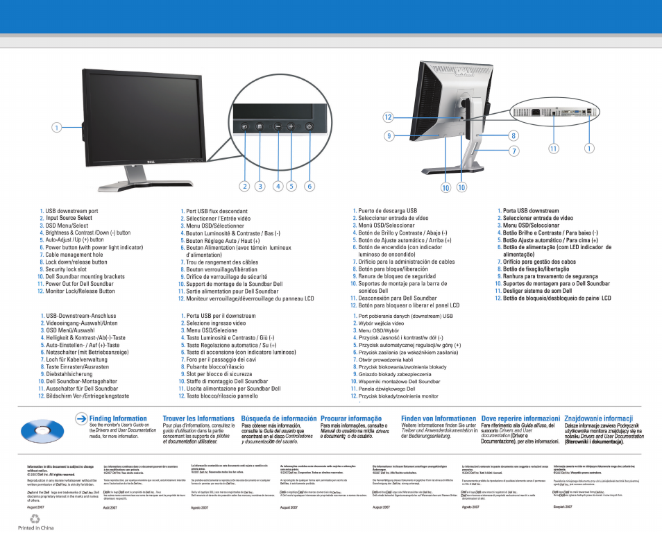 Trouver les informations, Búsqueda de información procurar informagào, Finden von informationen | Dove reperire informazioni znajdowanie informacji, Io) (1 | Dell 2208WFP Monitor User Manual | Page 2 / 2