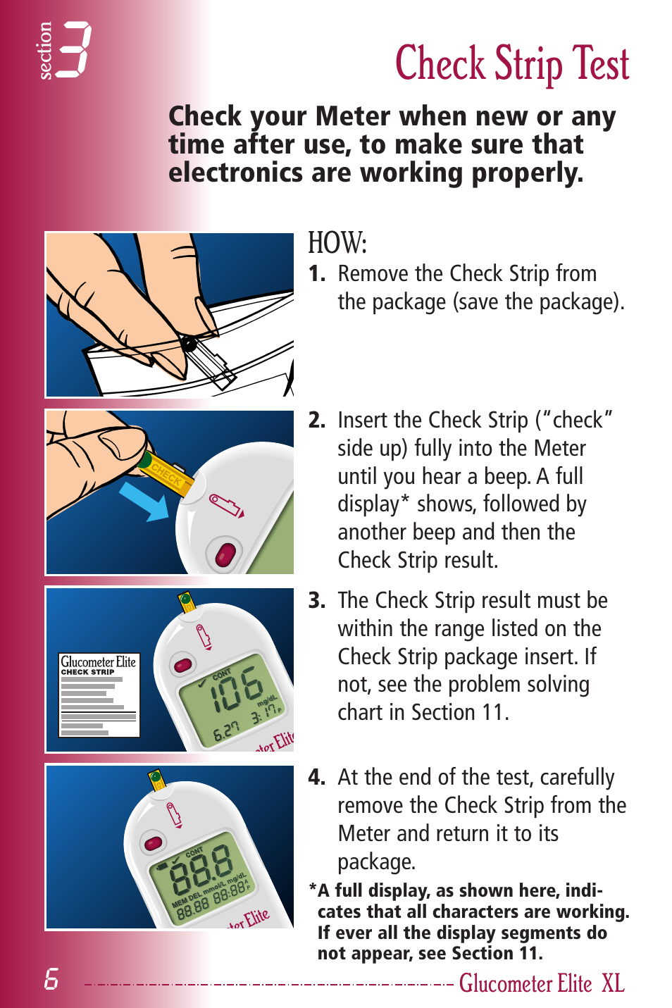 Check strip test | Bayer HealthCare Elite XL User Manual | Page 10 / 70