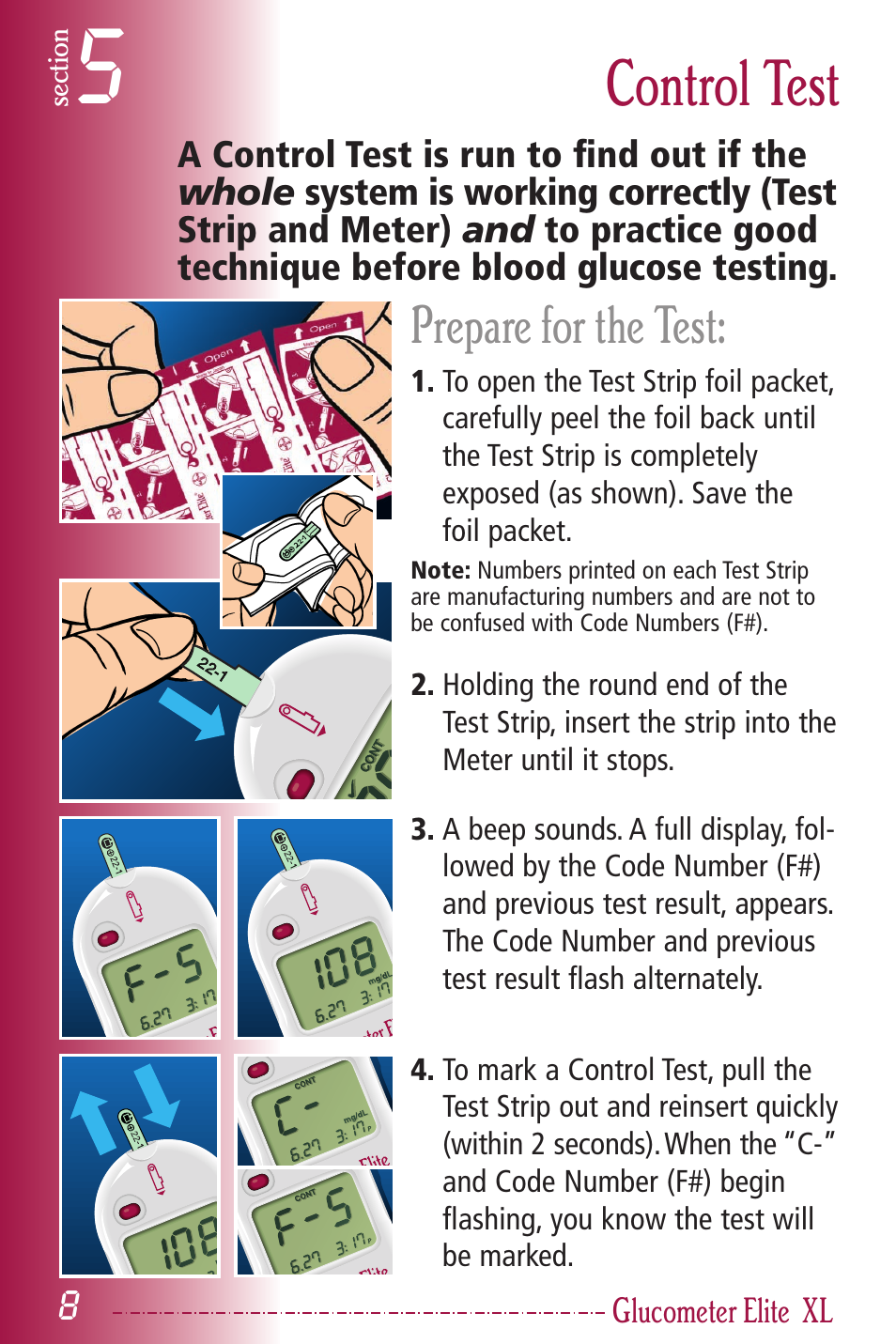 Control test, Prepare for the test | Bayer HealthCare Elite XL User Manual | Page 12 / 70