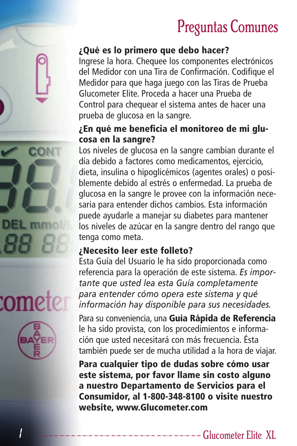 Preguntas comunes | Bayer HealthCare Elite XL User Manual | Page 40 / 70