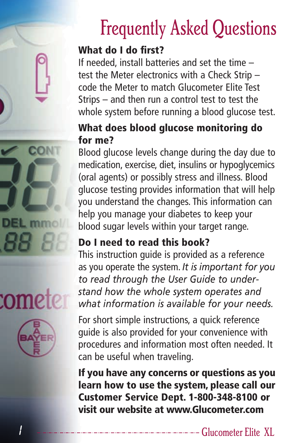 Frequently asked questions | Bayer HealthCare Elite XL User Manual | Page 5 / 70