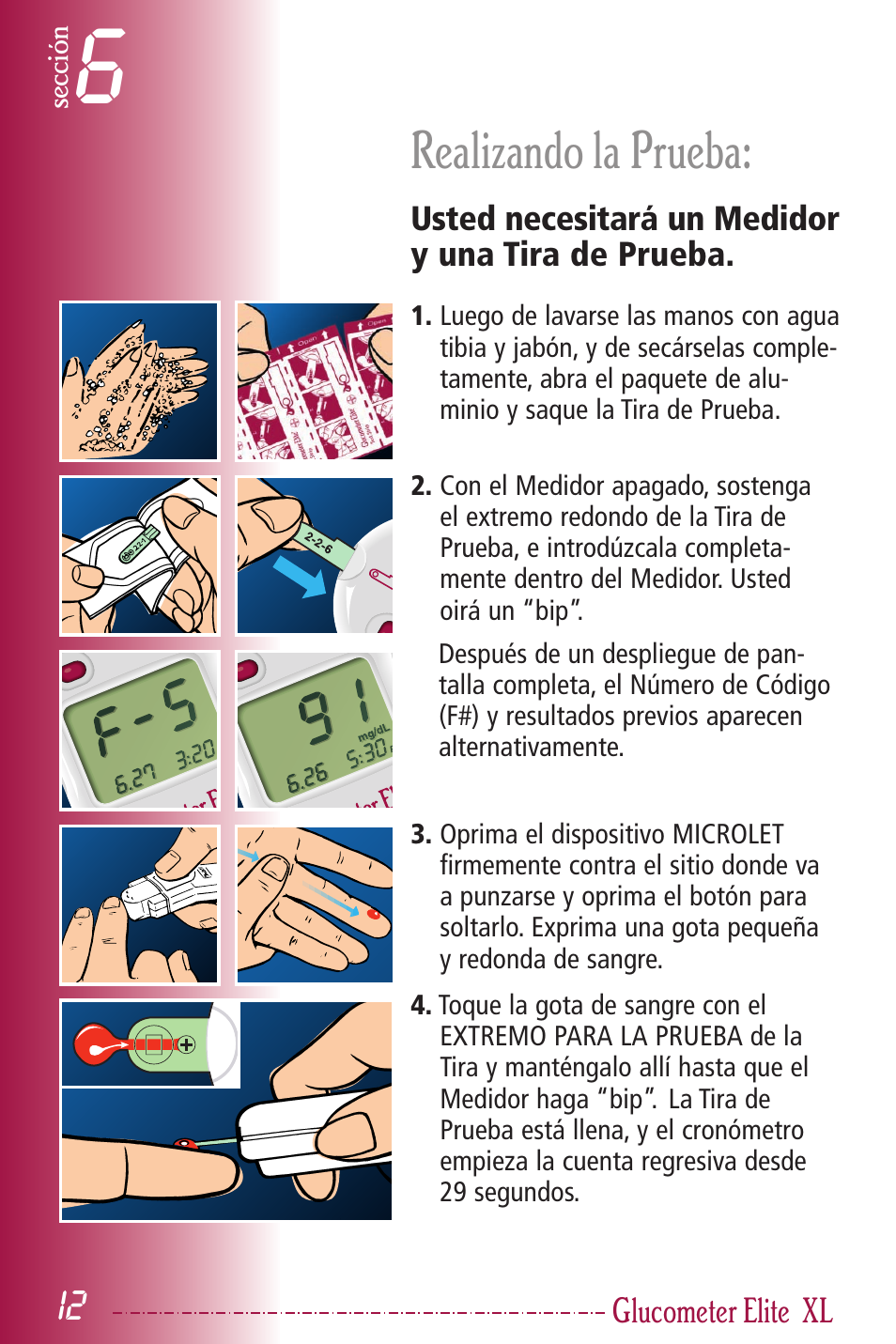 Realizando la prueba | Bayer HealthCare Elite XL User Manual | Page 51 / 70