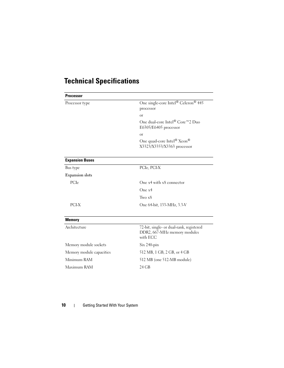 Technical specifications | Dell PowerEdge T300 User Manual | Page 12 / 58