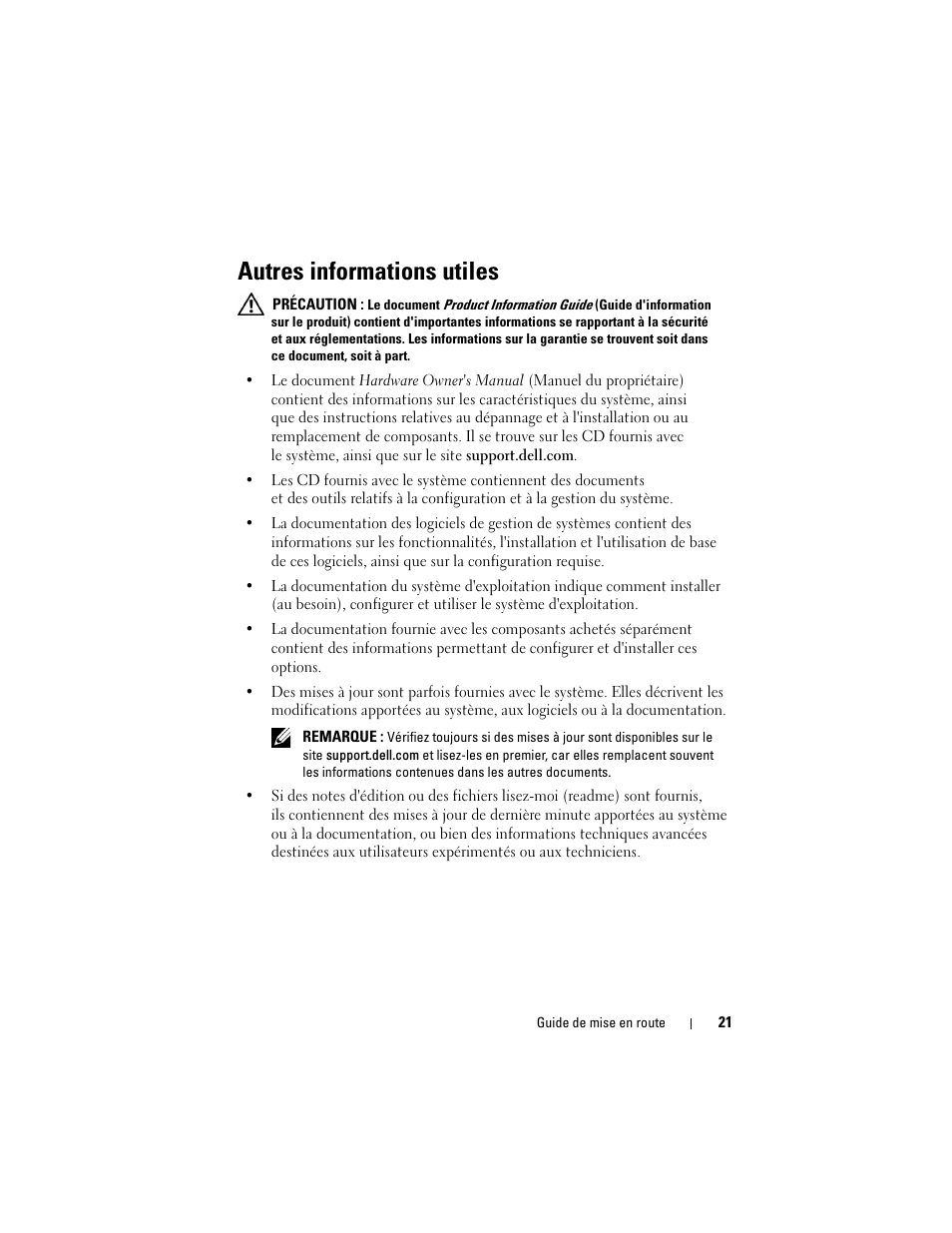 Autres informations utiles | Dell PowerEdge T300 User Manual | Page 23 / 58