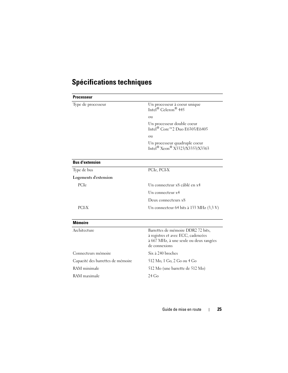 Spécifications techniques | Dell PowerEdge T300 User Manual | Page 27 / 58
