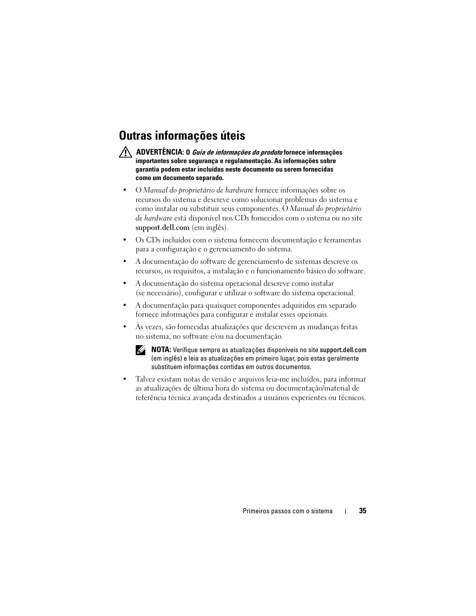 Outras informações úteis | Dell PowerEdge T300 User Manual | Page 37 / 58