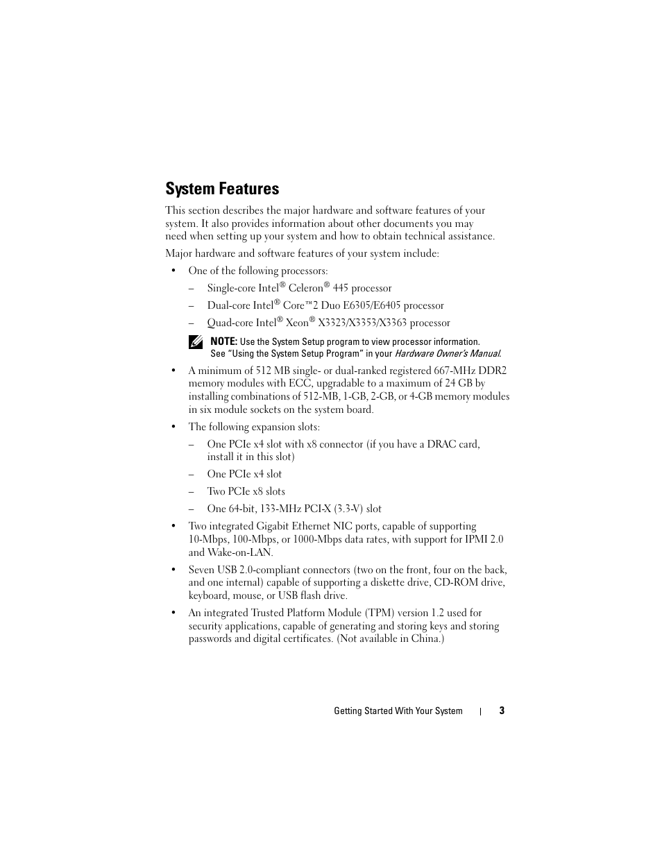 System features | Dell PowerEdge T300 User Manual | Page 5 / 58