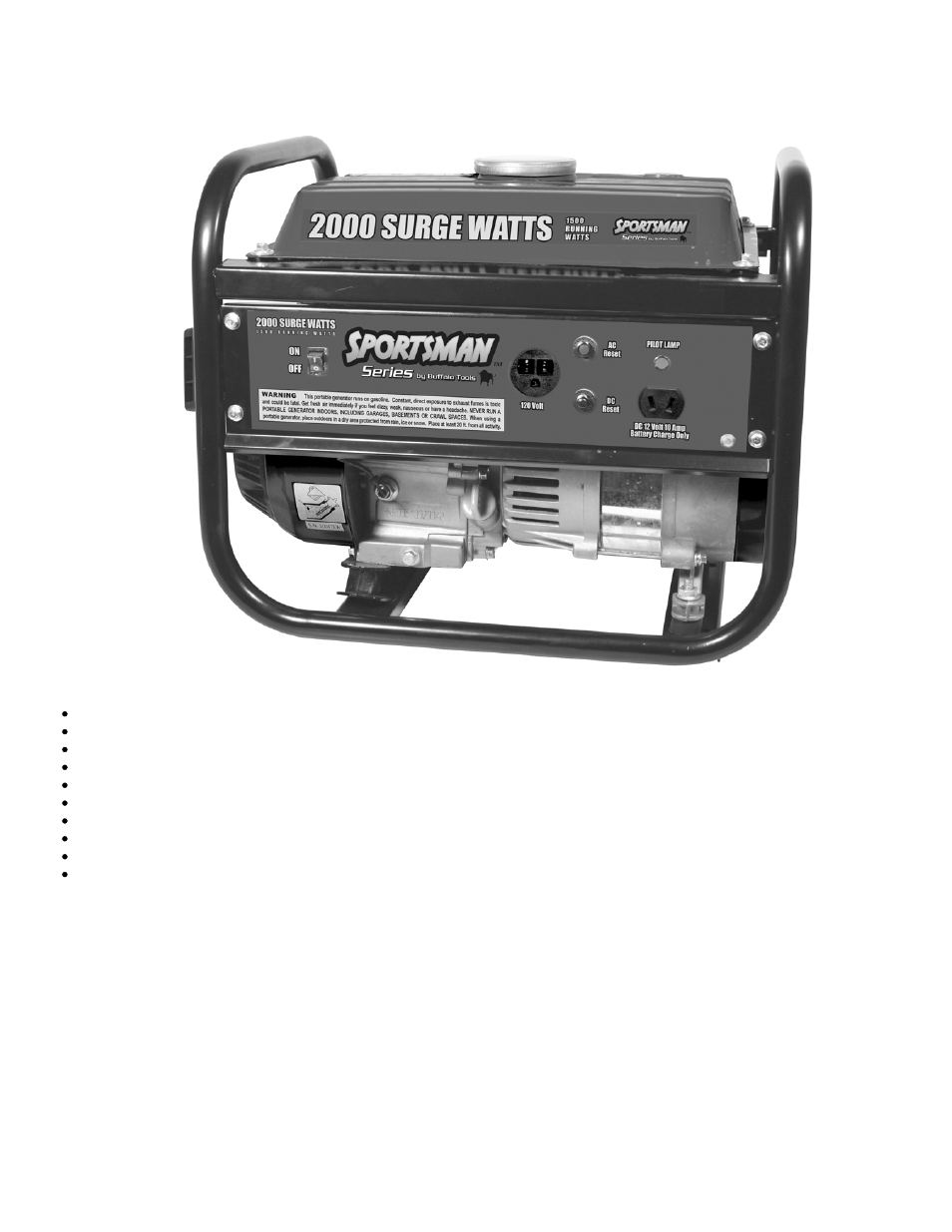 Features | Buffalo Tools PORTABLE GENERATOR GEN154 User Manual | Page 2 / 24