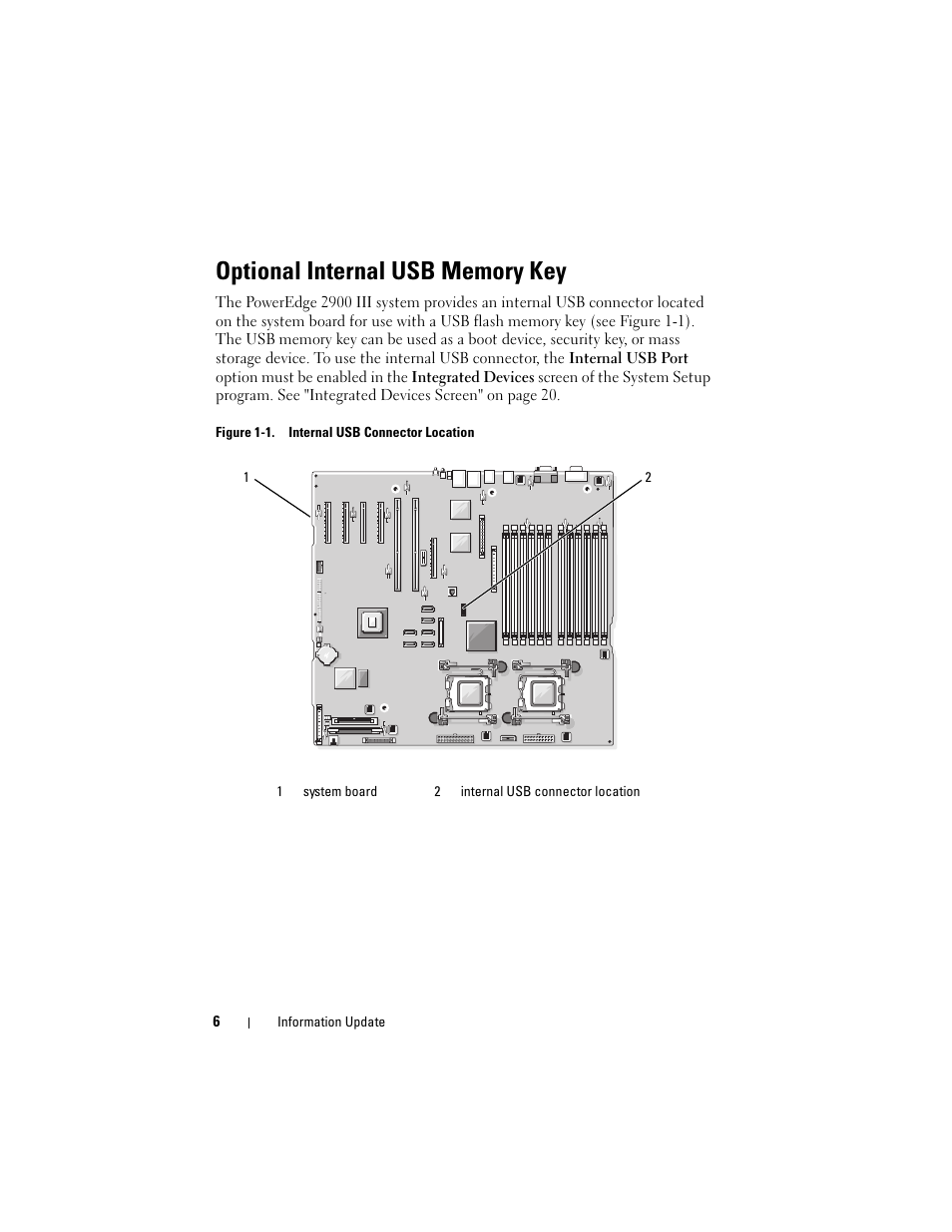 Optional internal usb memory key | Dell PowerEdge 2900 User Manual | Page 6 / 190