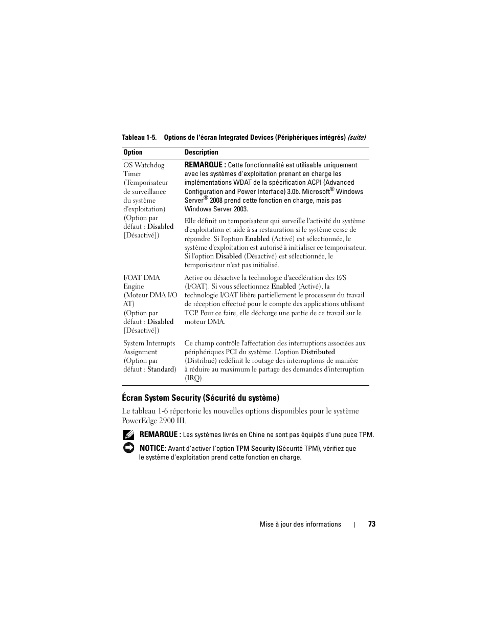 Écran system security (sécurité du système) | Dell PowerEdge 2900 User Manual | Page 73 / 190