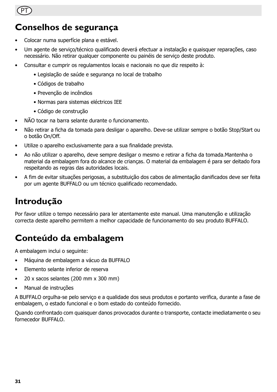 Conselhos de segurança, Introdução, Conteúdo da embalagem | Buffalo S097 User Manual | Page 36 / 64