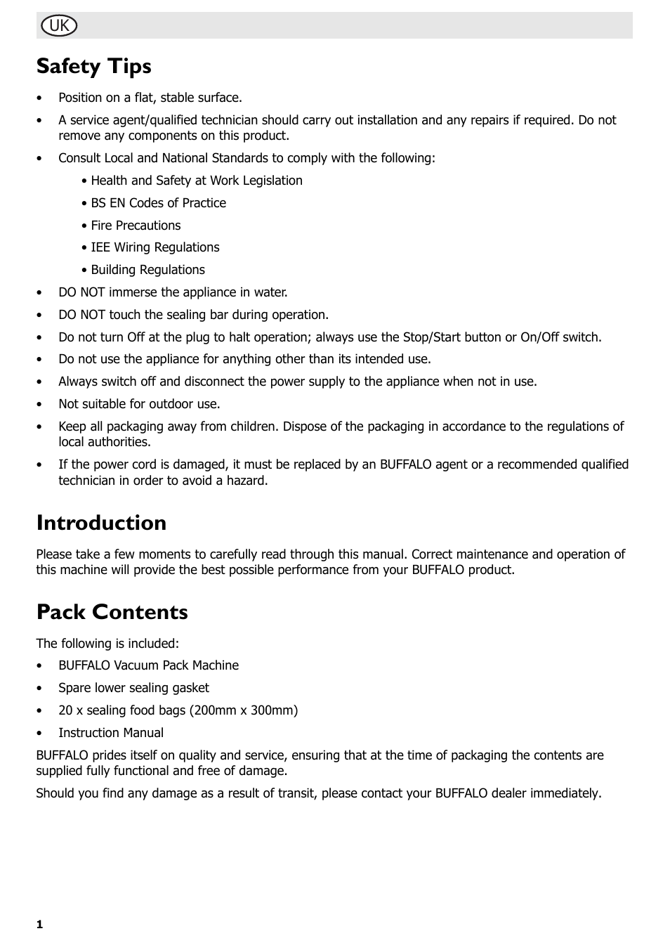 Safety tips, Introduction, Pack contents | Buffalo S097 User Manual | Page 6 / 64