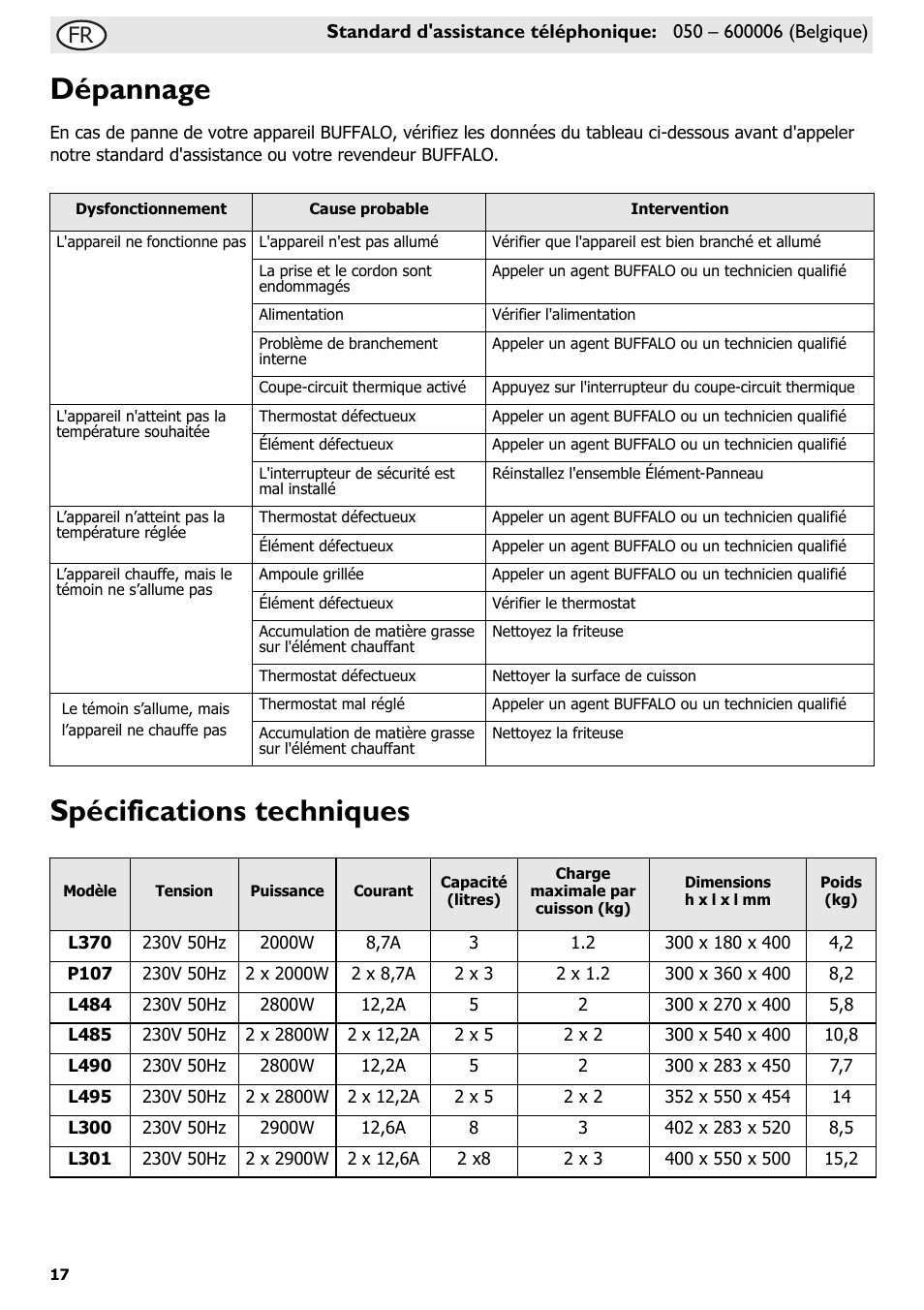 Dépannage, Spécifications techniques | Buffalo L370 User Manual | Page 22 / 76