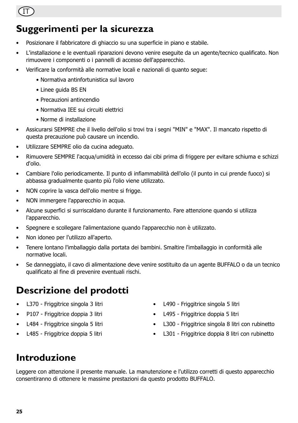 Suggerimenti per la sicurezza, Descrizione del prodotti introduzione | Buffalo L370 User Manual | Page 30 / 76