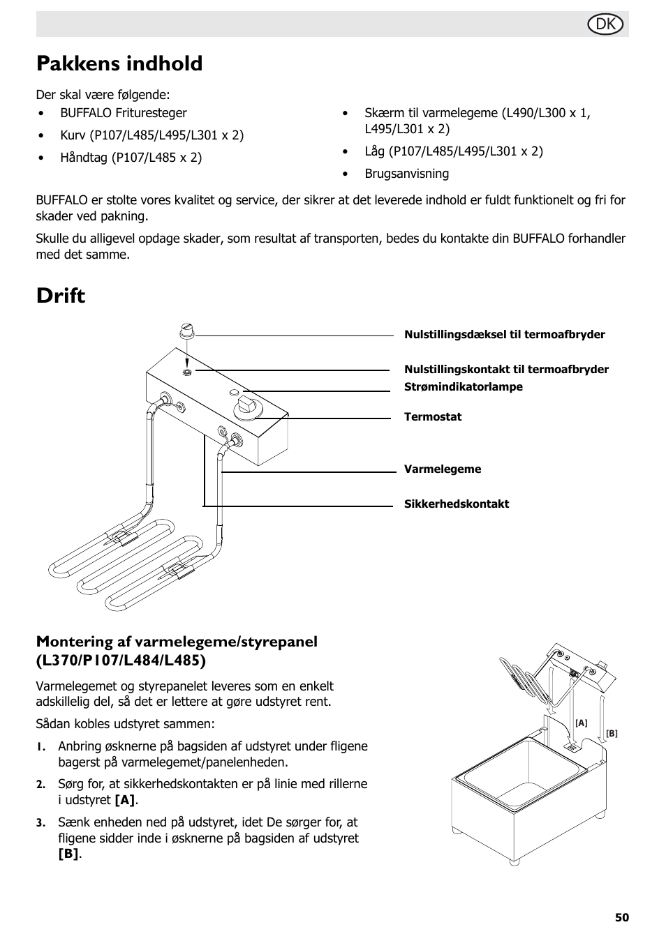 Pakkens indhold, Drift | Buffalo L370 User Manual | Page 55 / 76