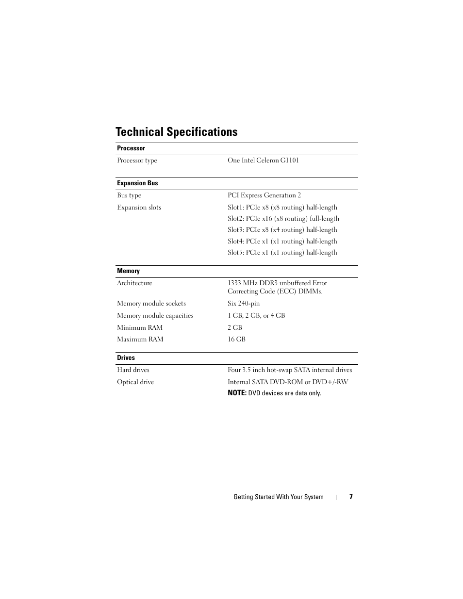 Technical specifications | Dell PowerVault NX200 User Manual | Page 9 / 46