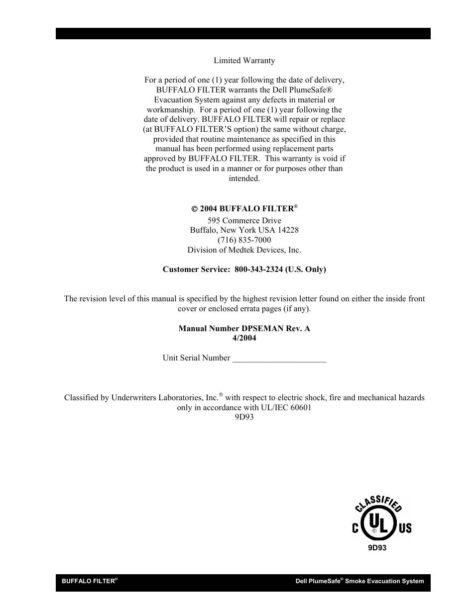 Buffalo Filter Smoke Evacuation System User Manual | Page 2 / 17