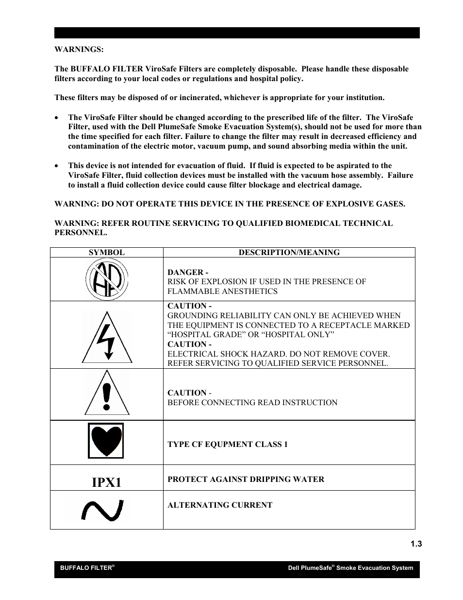 Ipx1 | Buffalo Filter Smoke Evacuation System User Manual | Page 7 / 17