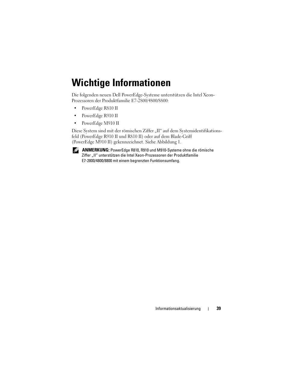 Wichtige informationen | Dell PowerEdge R810 User Manual | Page 39 / 92