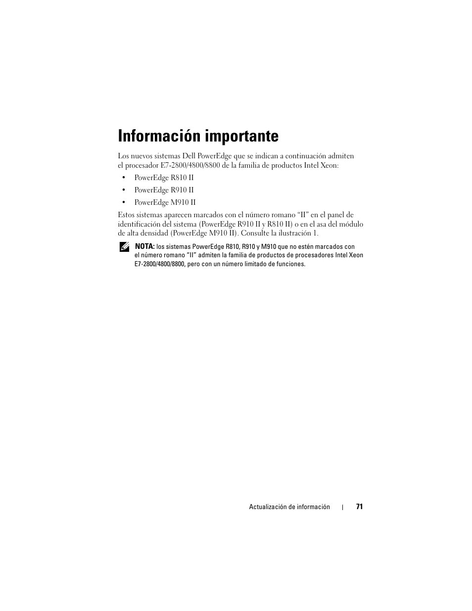 Información importante | Dell PowerEdge R810 User Manual | Page 71 / 92