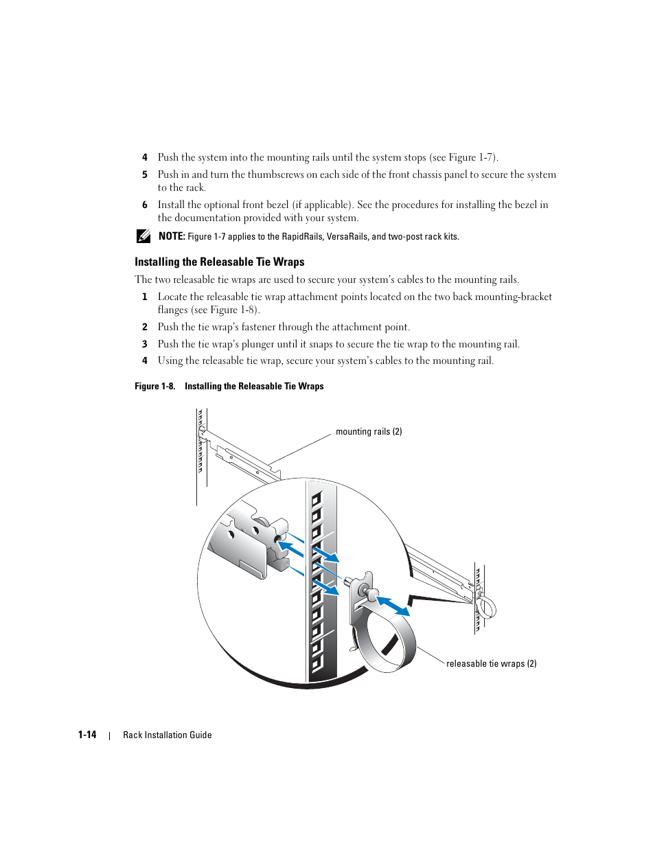 Installing the releasable tie wraps, Figure 1-8 | Dell PowerEdge 750 User Manual | Page 16 / 134