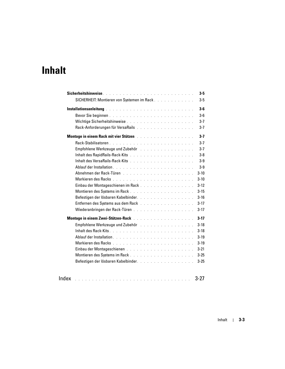 Inhalt, Index | Dell PowerEdge 750 User Manual | Page 55 / 134