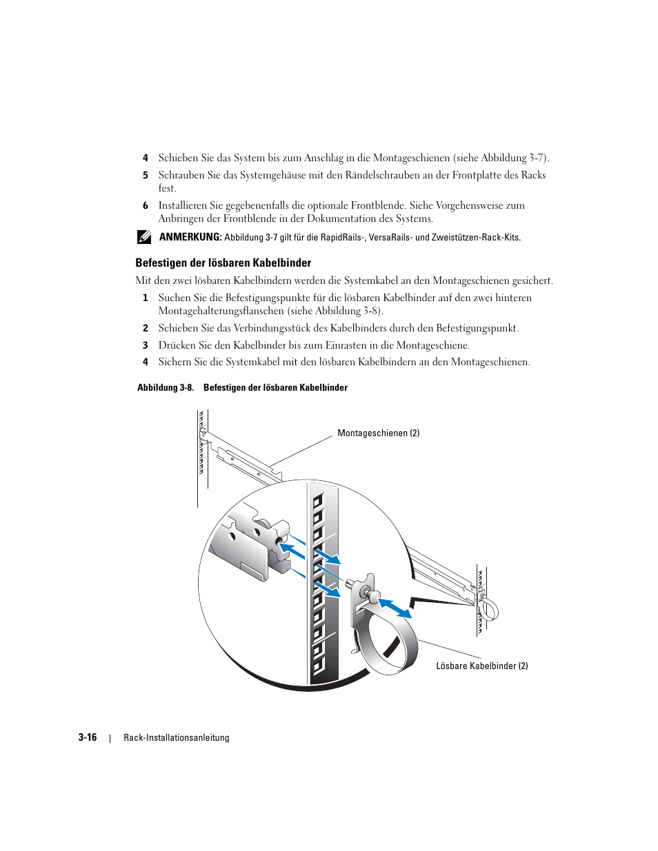Befestigen der lösbaren kabelbinder, Abbildung 3-8 | Dell PowerEdge 750 User Manual | Page 68 / 134
