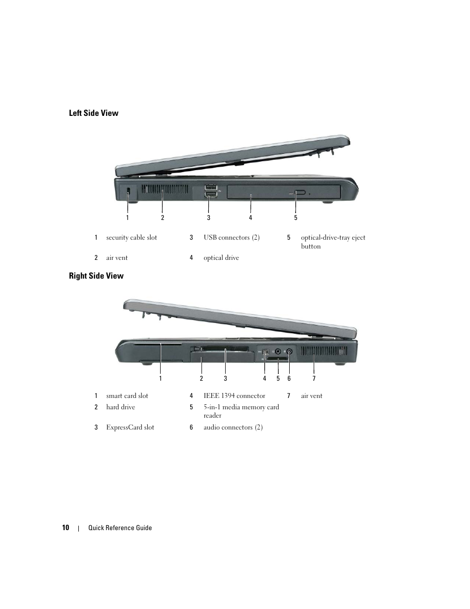 Left side view, Right side view | Dell Precision M90 User Manual | Page 10 / 96