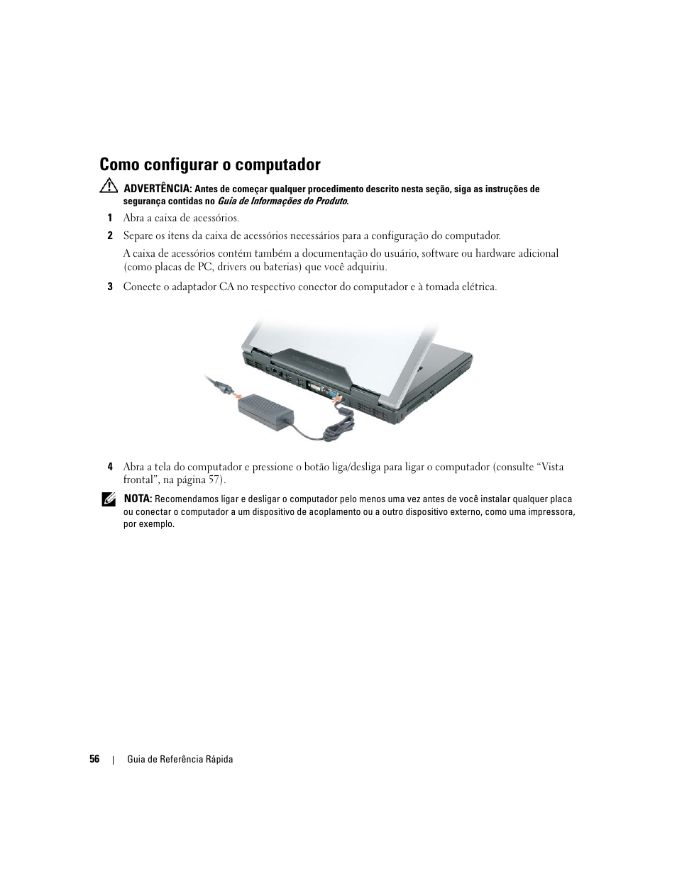Como configurar o computador | Dell Precision M90 User Manual | Page 56 / 96