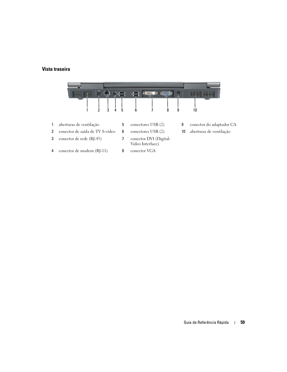 Vista traseira | Dell Precision M90 User Manual | Page 59 / 96
