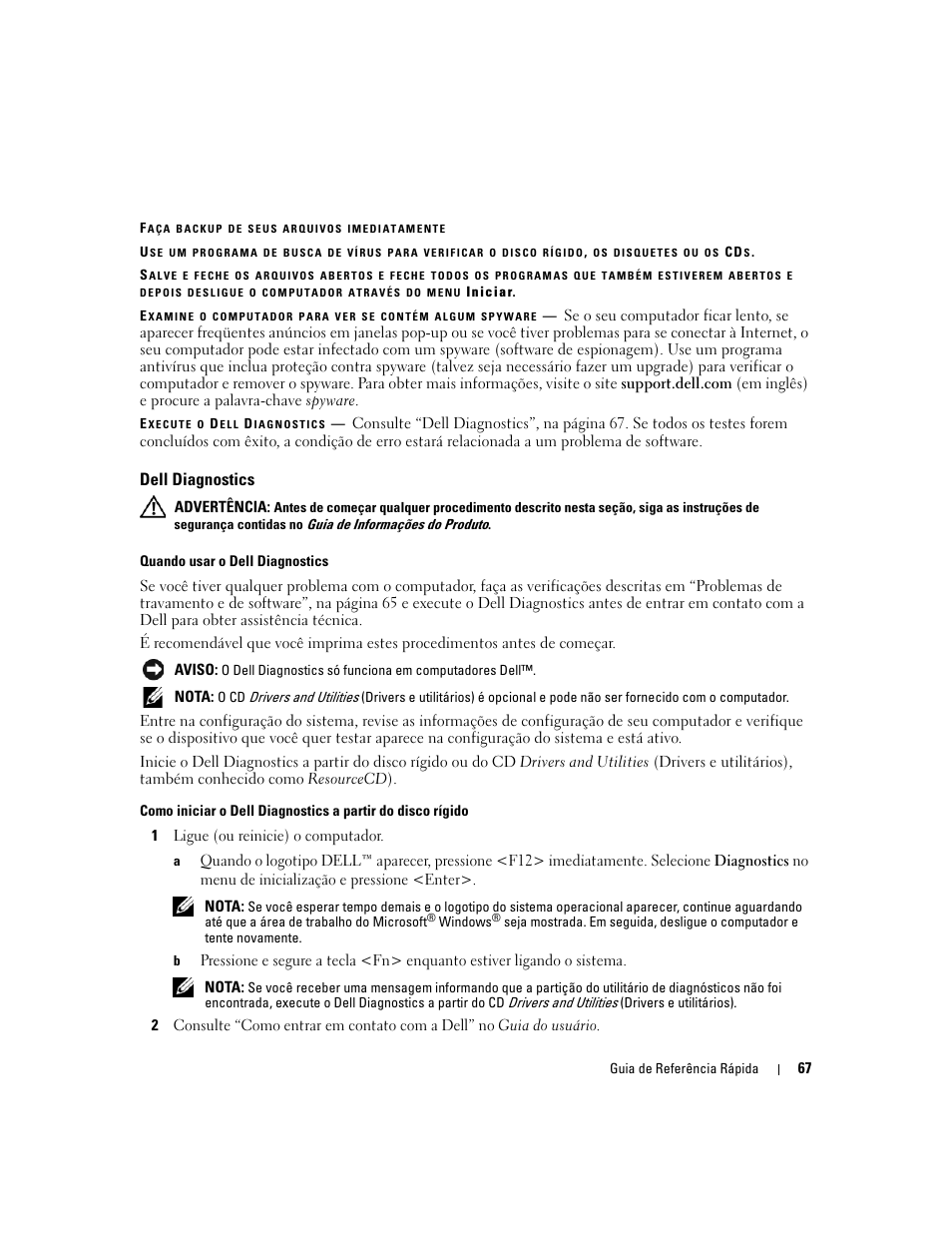 Dell diagnostics | Dell Precision M90 User Manual | Page 67 / 96