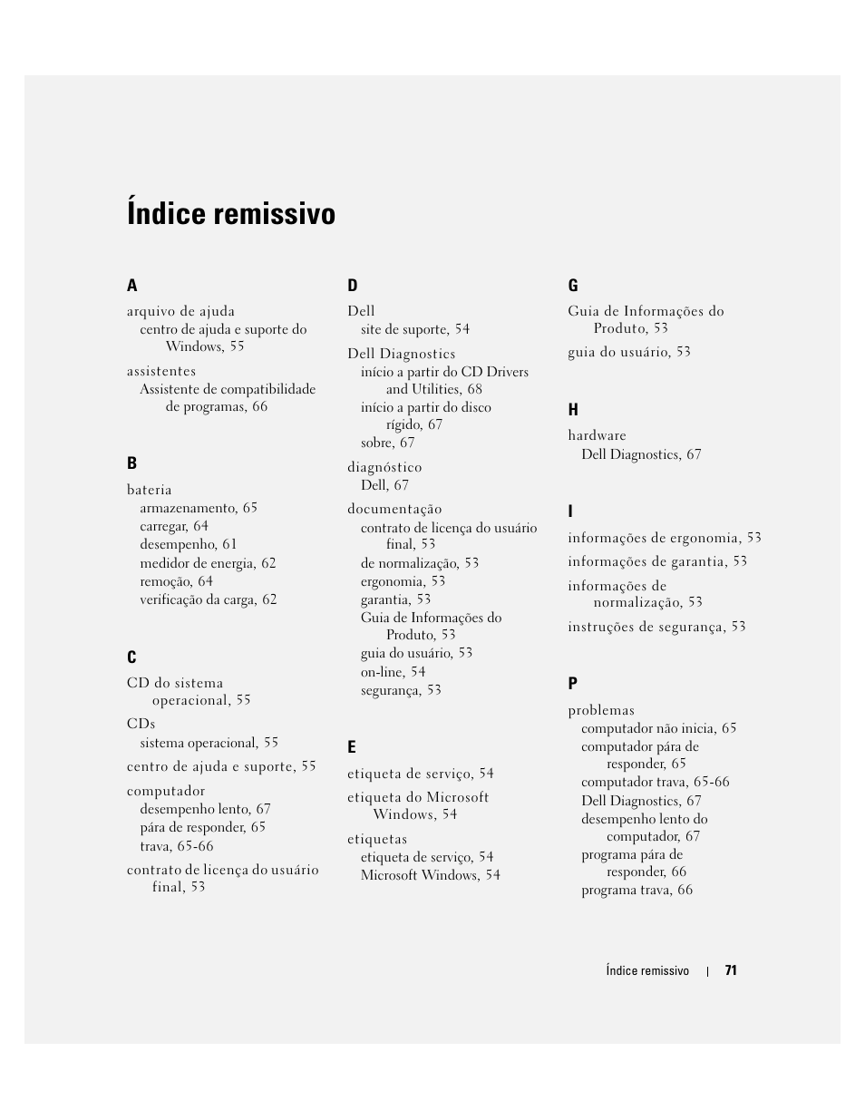 Índice remissivo | Dell Precision M90 User Manual | Page 71 / 96