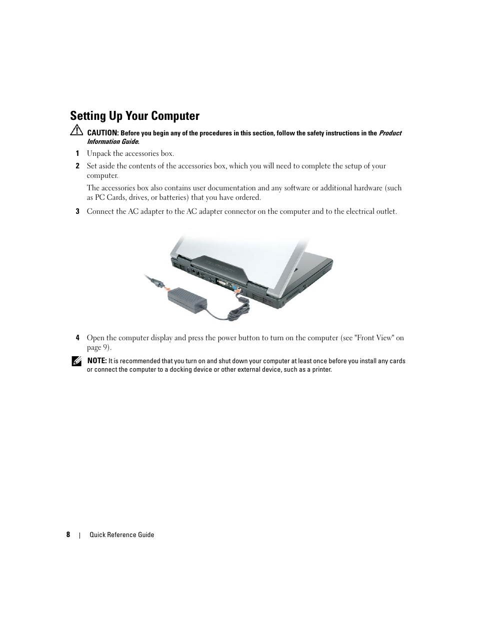 Setting up your computer | Dell Precision M90 User Manual | Page 8 / 96