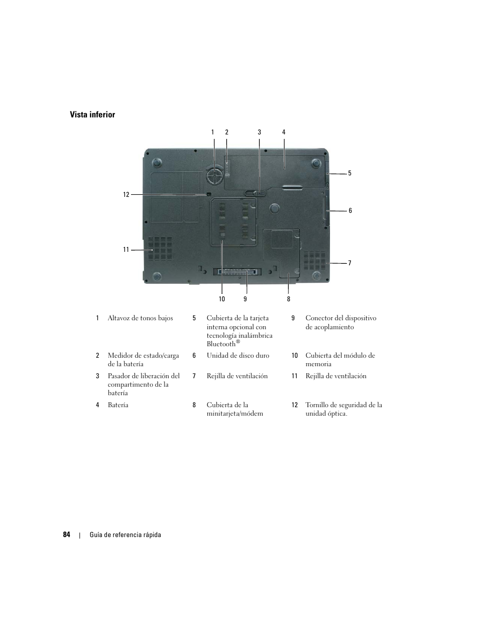 Vista inferior | Dell Precision M90 User Manual | Page 84 / 96