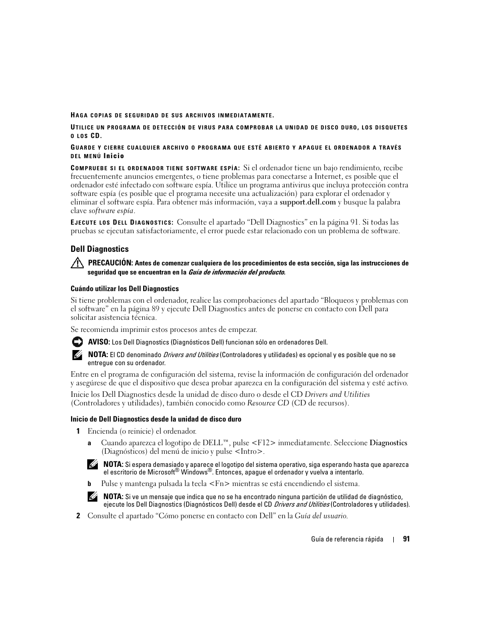 Dell diagnostics | Dell Precision M90 User Manual | Page 91 / 96